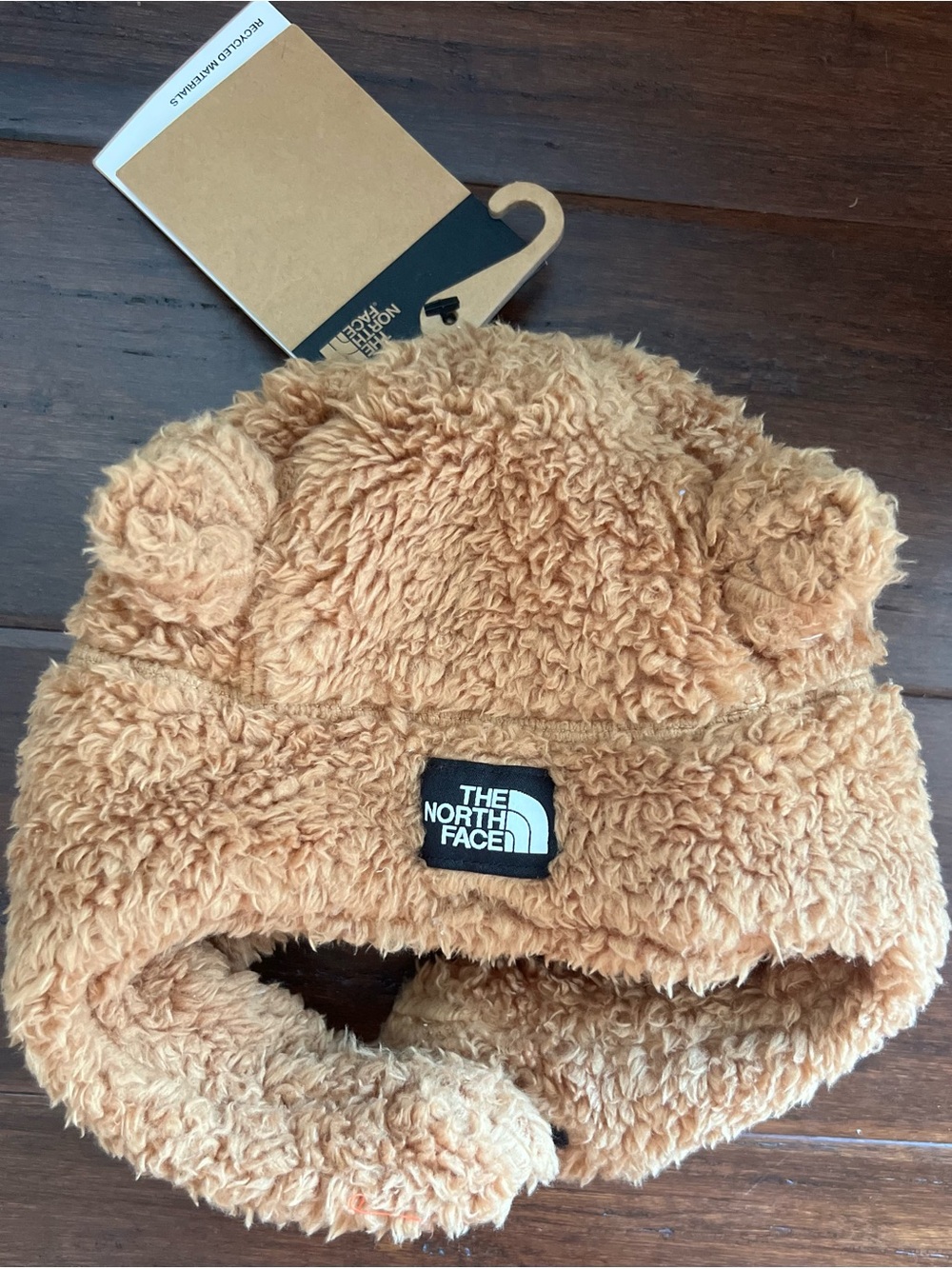 The North Face Kids Tan Faux-Fur Bear Ear Beanie